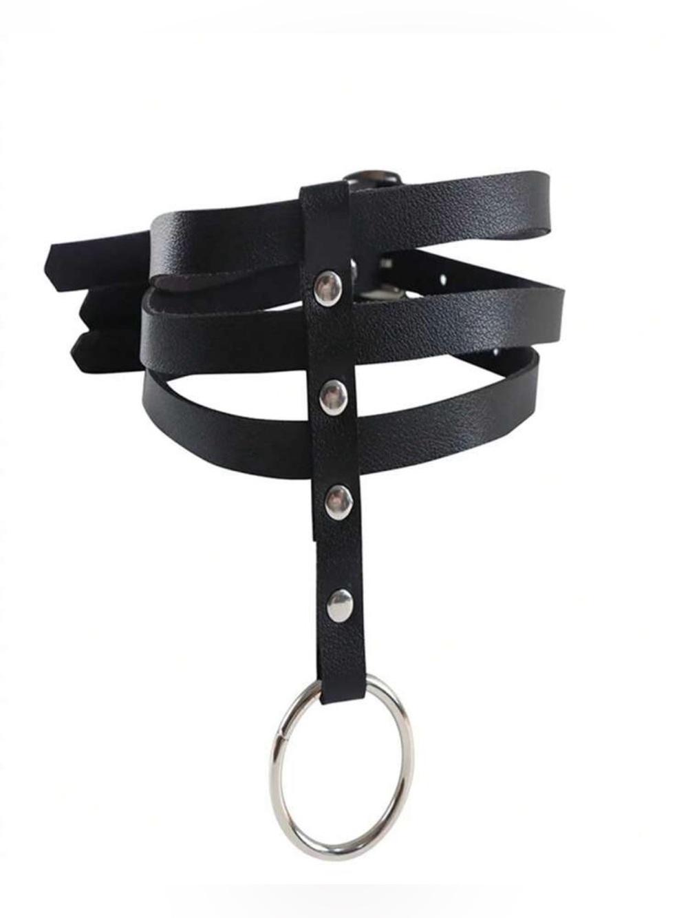Black Triple-Strap O-Ring Choker Necklace - Stylish Women’s Accessory